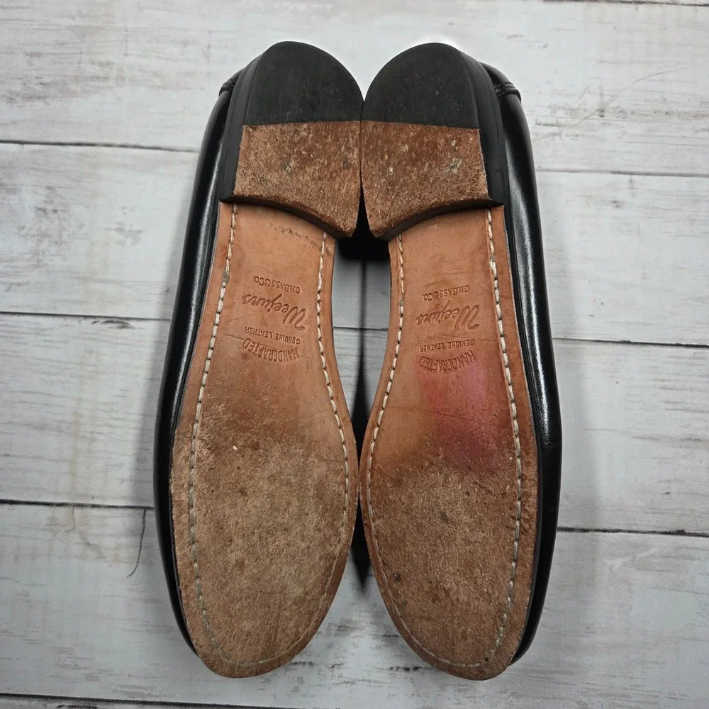 Bass Ziggy Weejuns Penny Loafers Two Tone Women 7M Black White Leather Slip On
